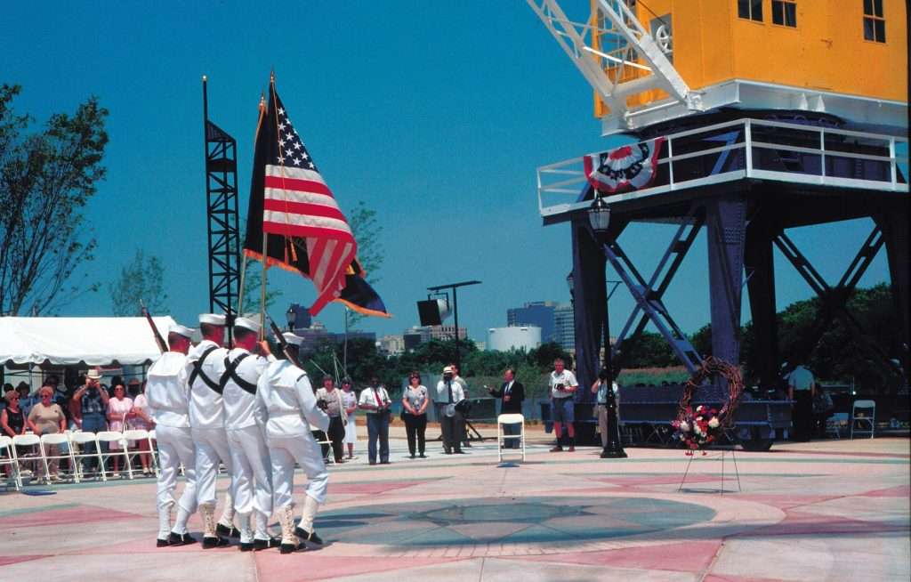 DRAVO PLAZA WAS THE SITE OF THE DRAVO CORP.’S SHIPBUILDING FOR 40 YEARS. PHOTO FROM CITY OF WILMINGTON.